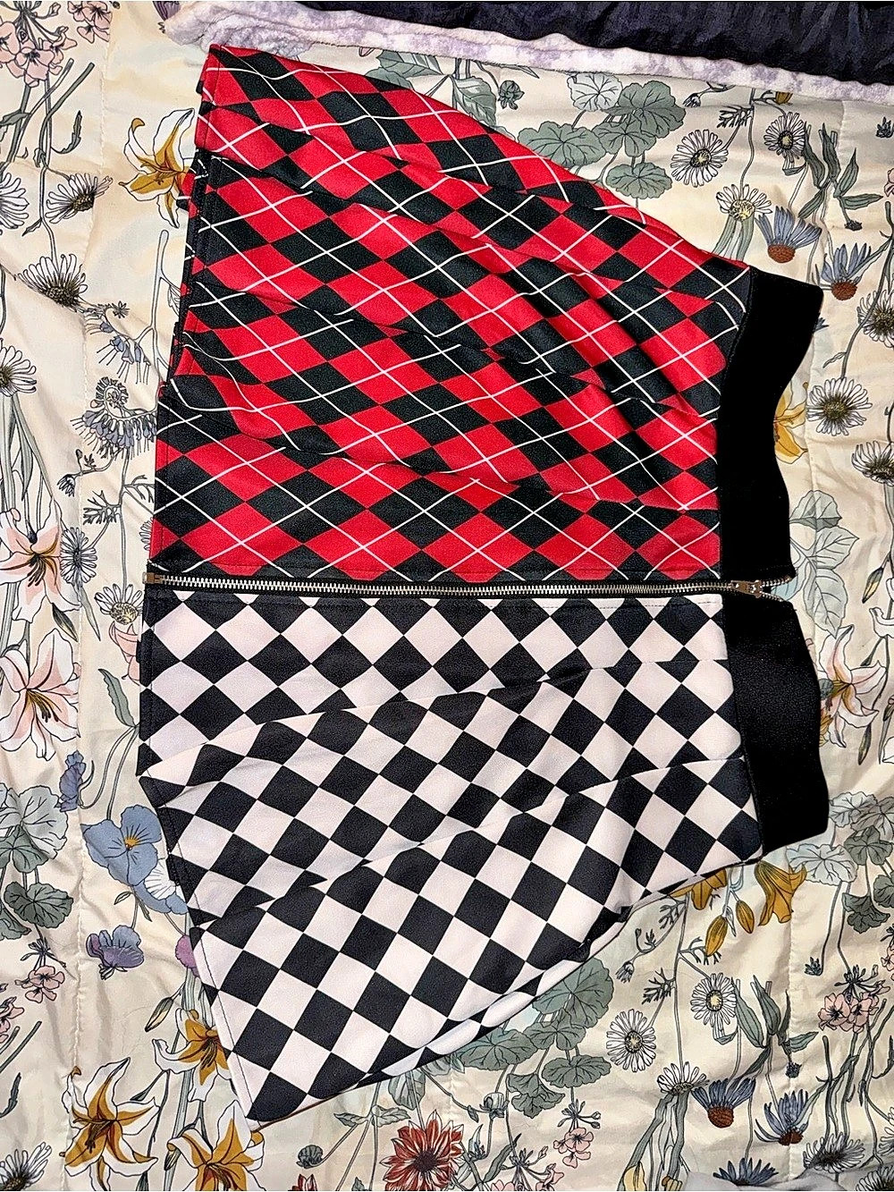 Color Block Mini Skirt in Red & Black Like New